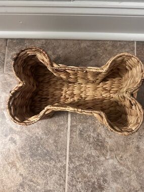 Mini Woven Natural Dog Bone Basket - Home Accents